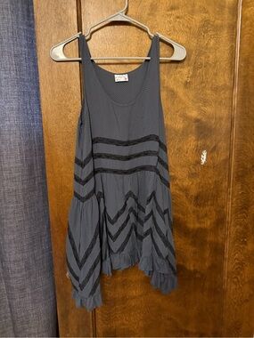 Free People Charcoal Gray Polka Dot Top